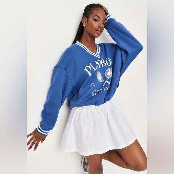 Missguided Playboy X Navy Sports Club Tennis Sweater Dress Size US 0 - Picture 5 of 5